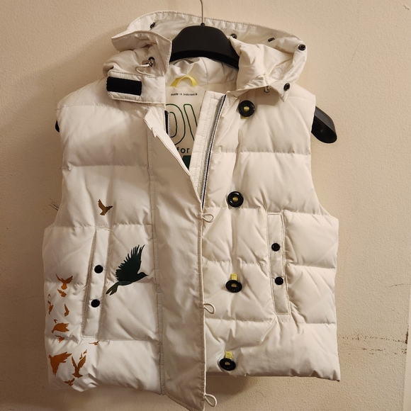 Cropped Gap White Vest Puffer with Hood Size M - Picture 2 of 10